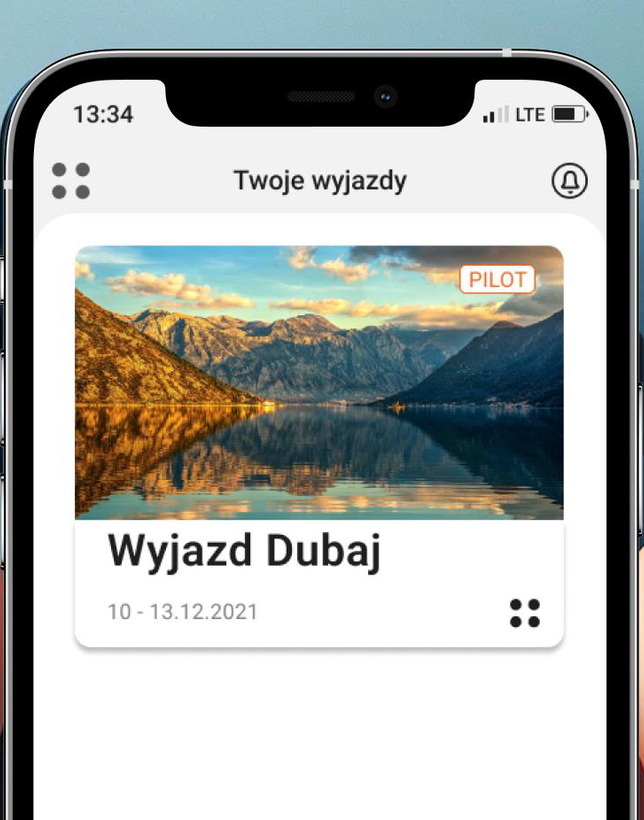 Ekran Twoje wyjazdy po aktywacji wyjazdu